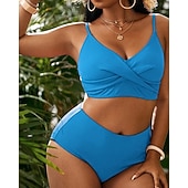 baratos Surfistas Tankinis &amp; Bikinis-Mulheres Padrão Tankinis e biquínis para surfe Roupa de banho 2 Peças Cor Sólida Sem costas Proteção UV Elástico Sem Manga Roupa de Banho Surfe Mergulho Natação Verão