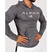 voordelige Hardloop T-shirts en Tanktops-Voor heren Brief Hardloopshirt Compressieshirt Lente Herfst Lange mouw Sneldrogend Compressie Vochtregelerend Sportschooltraining Actieve training Oefening Zwart Grijs Sportkleding Sportkleding