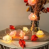 abordables Tiras de Luces LED-Guirnalda de luces rosas de 1,5 m y 10 LED con pilas para bodas, fiestas, hogar, terrazas, San Valentín, Día de la Madre, cumpleaños, luces decorativas.