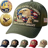  כובע יום הולדת ה-250 של ארצות הברית עם 2 מטבעות זכרון עיט וחירות כובע מודפס דיגטלי לאירוע חגיגת יום העצמאות מתנת פטריוטית חצי אלף