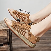 economico Infradito da Vacanza-sandali da uomo color cuoio con cinturini regolabili, traspiranti e comodi, ideali per attività estive all'aperto e vacanze