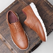 baratos Sapatos Oxford-Tênis casual masculino marrom – design elegante e confortável com cadarço, ideal para casamentos e eventos informais.