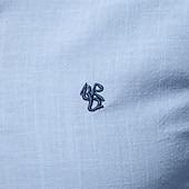 billige Business Casual-Herre Skjorte Linskjorte Sommerskjorte Dresskjorter Skjorte med knapper عادي Virksomhet Formell Svart Navyblå Grønn Kakifarget Langermet Krage Vår sommer Sommer Klær Broderi