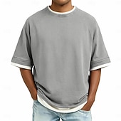 levne základní trička-SoftFade™ Pánská bavlněná tričko vypraná košile krátký rukáv crew neck léto jaro jednobarevný retro vintage ležérní opotřebovaný vintage styl barvená tkanina vyprané ležérní fialová tričko pro muže