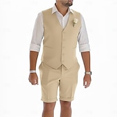  Trajes de boda de playa casual para hombres para el grupo de novios cuello en V color salvia azul cielo vestido casual color sólido ajuste entallado de 2 piezas de un solo botón cinco botones