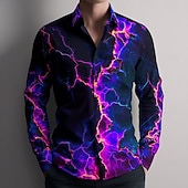 economico Modello 3D-Per uomo Illusione ottica Fulmini Fiamma Camicia Camicia con Bottoni Camicia casual Manica Lunga Moda Casual Abbigliamento casual alla moda Vacanza Primavera Autunno Collo ripiegato Stampa 3D camicie