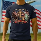 billige Herrekolleksjon-Patriotisk T-skjorte Grafisk T-skjorte Frihetsgudinnen Amerikansk flagg Frihetsklokken Retro / vintage Patriotisk T-skjorte 1776–2026 til Herre Voksne 3D-utskrift for Uavhengighetsdag 4. juli