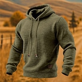 preiswerte Basic-Hoodies für Herren-Herren Kapuzensweatshirt Waffle Kapuzensweatshirt Pullover Kapuzensweatshirt Aprikose Weinrot Schwarz Weiß Gelb Mit Kapuze Einfach Strukturiert Lässig Täglich Sport &amp; Outdoor Streetwear Cool