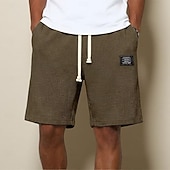 cheap Casual Shorts-Men's Waffle Waffle Shorts Shorts Casual Shorts Elastic Waist Textured Plain Comfort Breathable Knee Length Casual Outdoor Beach Vacation Fashion Light Green Navy Blue Micro-elastic