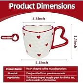 voordelige Mokken &amp; Bekers-Hartvormige koffiemok van 295 ml – schattige keramische mok met hartje als accent, perfect voor Valentijnsdag, bruiloften, jubilea, romantische cadeaus, koffie, thee, warme chocolademelk, en als