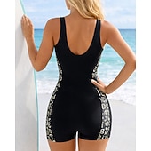 cheap One Pieces Rash Guards-Women's Bathing Suit One Piece Swimsuit Swimsuits Printed UV Protection Elastic Sleeveless Swimwear Swimsuit Surfing Diving Swimming Summer