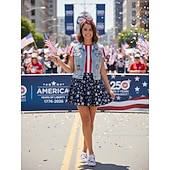  Women's USA Red Blue Lace-up Canvas Shoes – Vintage Patriotic Casual Sneakers for Independence Day, Parades, City Walking, United States Anniversary, Travel & Everyday Outfits