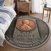tanie Dywany obszarowe-okrągły dywanik, hołd dla ostatniego centa 1793-2025, projekt monety pamiątkowej Lincolna, pamiątkowy dywanik jednocentowy, historyczny motyw monety amerykańskiej, rzadkie wydanie kolekcjonerskie,