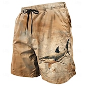 economico Retro Vintage &amp; Etica-Per uomo Squalo Creature marine Trama grunge Costumi da bagno Pantaloncini da mare Pantaloncini da Surf Misura del girovita medio Retrò Vintage All'aperto Vacanza Abbigliamento Quotidiano Tasche