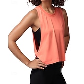 Χαμηλού Κόστους T-shirts και αμάνικα μπλουζάκια για τρέξιμο-Γυναικεία Μονόχρωμο Κορυφή γραμμής Γιλέκα τρεξίματος Φόρμα Καλοκαίρι Άνοιξη Κουρελού Αμάνικο Αναπνέει Γυμναστήριο Τρέξιμο Γιόγκα Μαύρο Ιβουάρ Ανθισμένο Ροζ ΑΘΛΗΤΙΚΑ ΡΟΥΧΑ Ρούχα Γυμναστικής