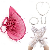 economico Fascinatori &amp; Cappelli-Derby Guanti Collana Cappello Fascinator Gentildonna Costume Per donna Mascherata Ascot Festival delle corse di cavalli Adulti Copricapo