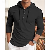 baratos Camisas Popover Masculinas-Homens Camisa Social Camisa casual camisa de botão Pullover Azul Marinha Manga Longa Tecido Com Capuz Casual Diário Com Capuz Roupa Moda Casual