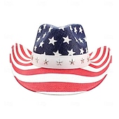 economico Far West-250° anniversario USA Retrò Vintage Far West Cappello da Cowboy Cappello da cowgirl Cowgirl Cowboy Cowboy del West Costume Unisex Mascherata 4 Luglio Feste Giorno dell'Indipendenza Adulti Cappello