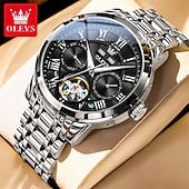levne Mechanické hodinky-Nové pánské business hodinky značky Olevs s luminiscenčním displejem, věčným kalendářem a týdenním zobrazením. Plně mechanické hodinky s dutým rotorem pro běžné nošení, voděodolné, vhodné pro sport.