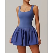 economico Abbigliamento Tennis da donna-Per donna Tinta unita Abito da tennis Gonne da tennis con pantaloncini Abito sportivo Senza Maniche Arricciato Patchwork Tasca Assorbimento degli urti Traspirante Tennis Corsa Fitness Scollo Tondo