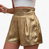 economico Pantaloncini corti-Per donna Shorts Pantaloncini Estivi Shorts da Spiaggia Vacanza Moda Casual Quotidiano Corto Misura del girovita medio Elastico in vita Comodità Morbido Traspirante Inelastico Spiaggia Feste Ferie Oro