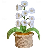 cheap Down to $30-Crochet Lily Flower in Pot Lamp, Lily of the Valley Light, Handmade Flower Gift, DIY Gift Card, Home Decor, Birthday Mother Day Gift