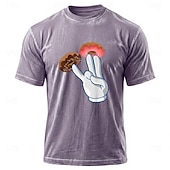 cheap Men's Funny T shirts-Funny Adult Humor Donut Hand Sign Graphic T Shirt Washed Cotton Blend Grey Retro Men Unisex Streetwear Short Sleeve Tee Clothing Apparel S M L XL XXL XXXL