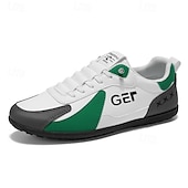 levne Pohodlné šněrovací boty-Pánské černo-béžové golfové tenisky, sportovní a pohodlné, ideální na golfová hřiště a aktivní pobyty