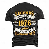 cheap Men's Funny T shirts-Birthday Gift Legends Were Born In 1976 Genuine One Of A Kind Quality Limited Edition Aged Perfectly All Original Parts 50th Birthday Mens Vintage T Shirt Charcoal Grey Clothing Apparel S M L XL XXL X