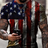 billiga Patriotisk T-shirt för veteraner-4 juli 2026 250:e minnesdagen Herrs patriotiska patriot grafisk 3D tryck amerikansk flagga veteran crew neck kortärmad T-shirt