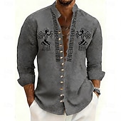 economico Camicia vintage-Per uomo Geometrico Uccello Tribale Camicia Camicia con colletto alla coreana Manica Lunga Vintage Retrò Casuale Vacanza Primavera Autunno Collo alla coreana Colletto alla coreana Bottonato Camicia