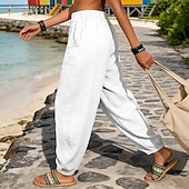 economico Pantaloni di Lusso-Per donna Pantaloni Pantaloni Estivi Pantaloni Larghi Pantaloni da Spiaggia Vacanza Moda Casual Quotidiano Lunghezza intera Semplice Tasca Elastico in vita Comodità Leggero Morbido Inelastico