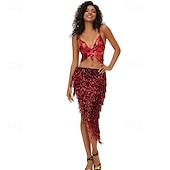 זול הלבשה לריקודי בטן-קרנבל 2026 ריו קרנבל בגדי ריקוד סמבה עם נצנצים נוצצים, חצאית מיני עם גדילים, תחפושת הופעה לפסטיבל ברזיל