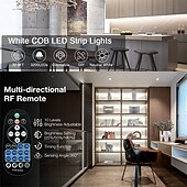 olcso Plug Strip Lights-COB LED intelligens szalagfények, időzítő zeneszinkronizáció, RF távirányítóval és alkalmazással szabályozható, fényes, 16,4-65 láb (3000-6500k), COB LED fényszalag hálószobába, nappaliba,