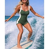 رخيصةأون تنجيد السباحة وبيكيني-نسائي تانكيني مكشكش ثوب السباحة قطعتين حجب الألوان حماية UV مطاط بدون كم ملابس السباحة تزلج على الماء غوص سباحة الصيف