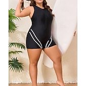 tanie Rash guardy One Piece-Damskie Standard Kostiumy kąpielowe Plus Size Jednoczęściowe rashguardy Strój kąpielowy Blokowanie kolorów Zapiąć na zamek błyskawiczny Ochrona UV Elastyczny Bez rękawów Kąpielówki Body Surfing