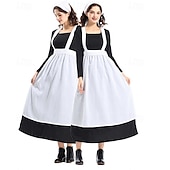  250º Aniversario de EE. UU. Siglo 19 década de 1800 Hasta el Tobillo Vestido de la pradera Conjunto de gorro y delantal Larga Chica pionera Colonial Pionero Guerra Revolucionaria Disfraz Mujer