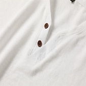 voordelige Katoenen Linnen T-shirts-Voor heren T-shirt Linnenachtig T-shirt Mouwloos Korte mouw V-hals Henley Zomer Effen Met Textuur Modieus Klassiek Casual Puur Casual Straat Sport Wit Top T-shirt voor mannen