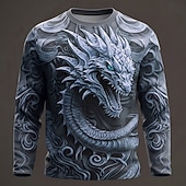  Herren Tiermotiv Lustig T Shirt Langarm T-Shirt 3D-Druck Rundhalsausschnitt Hemd Mode Basic Lässig Täglich Straße Blau Wasserblau Grün Sommer Frühling Bekleidung S M L XL XXL XXXL