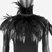 olcso kiegészítők-Karnevál 2026 Riói Karnevál Szamba Kiegészítők Nők Fekete Toll Köpeny Sál Magas Gallérral Brazíliai Fesztivál Előadói Jelmez