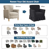 cheap Sofa Cover-Stretch Seersucker Armchair Slipcovers with Skirt, 1-Piece Chair Cover with Arms, Soft Stretch Accent Chair Slipcovers, Non-Slip Washable Furniture Protector for Living Room Decor