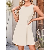 preiswerte Einfaches Kleid-Damen Minikleid Sommerkleid Lässig Täglich Normale Passform Einfach Ärmellos Rundhalsausschnitt Weiß Rosa Rote Grün Sommer Frühling