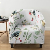 cheap Armchair Cover &amp; Armless Chair Cover-1 Pc Club Chair Cover Striped Plant and Geometric Printed Polyester Slipcover for Single Seat Chair Living Room Bedroom Home Office