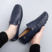 billiga Casual loafers-Herrloafers i läder – bekväma slip-ons för vardagsbruk, kontor och resor