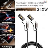 お買い得  充電ケーブル-240W 4-in-1フラッシュライト点火マルチ機能データケーブル2パックApple 17 Proファーウェイシャオミ3.94フィート対応