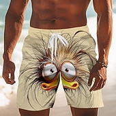  Ανδρικά Κινούμενα σχέδια Αστείος Πάπια Μαγιό Βερμούδα Σορτσάκια Κολύμβησης Σορτς παραλίας Μεσαία Μέση Χαβανέζα Διακοπές στην παραλία Πλαϊνές τσέπες Διχτυωτή επένδυση Ελαστική μέση με κορδόνι