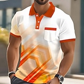 baratos Polo Geométrico Masculino-Homens Geométrico Camisas Polo Manga Curta Camisas polo Camisas de colarinho Business casual Ao ar livre Roupa Esportiva Roupa Diária Impressão 3D Botões Primavera Verão Azul Vermelho Laranja