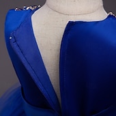abordables Robes de Fille de Fleurs-Robe de Demoiselle d'Honneur Fille Fille Robe de soirée Tenue de mariage Soirée Mariage Formel Élégant Mode Beau Maille Fleuri Sans manches Col Rond Gris bleu marine 4 ans et +