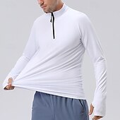 abordables Camisetas y Tops de Correr-Hombre Color sólido Camiseta Running Camiseta Compresión Camiseta para correr Primavera Otoño Cerrar Manga Larga Secado rápido Compresión Dispersor de humedad Entrenamiento de gimnasio Entrenamiento