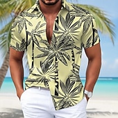 economico Camicia in Raso da Uomo-Per uomo Albero di Cocco Piante Tropicali Camicia in raso Camicie hawaiane Camicia Aloha Manica Corta Hawaiano Quotidiano Vacanza Estate Primavera Collo ripiegato Camicie con Colletto Stampa 3D